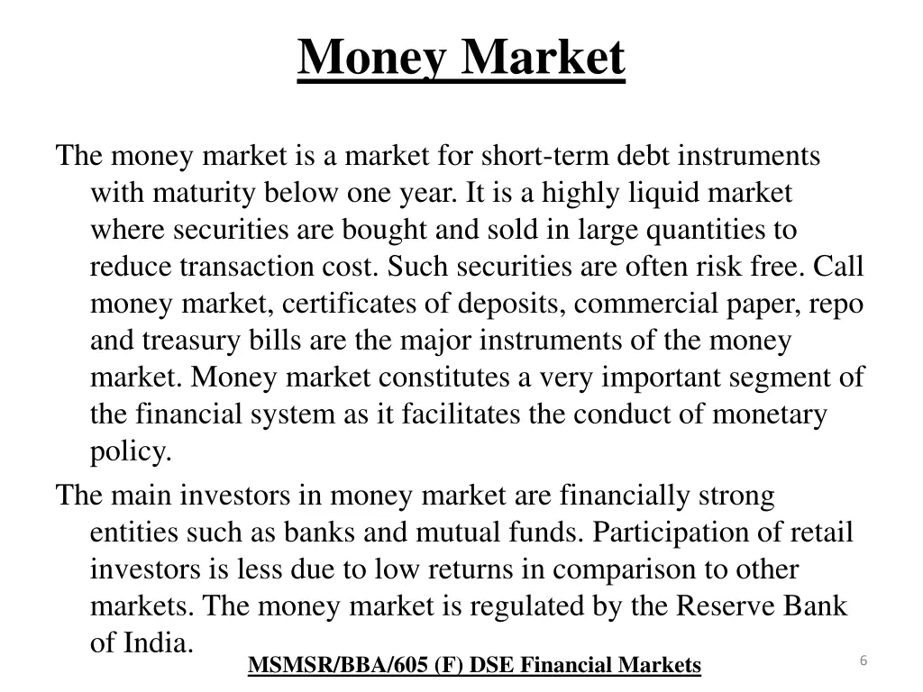 money market