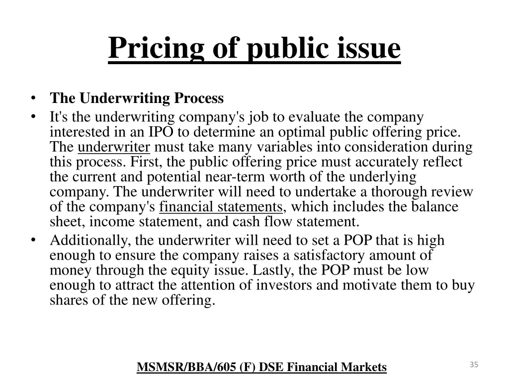 pricing of public issue 2
