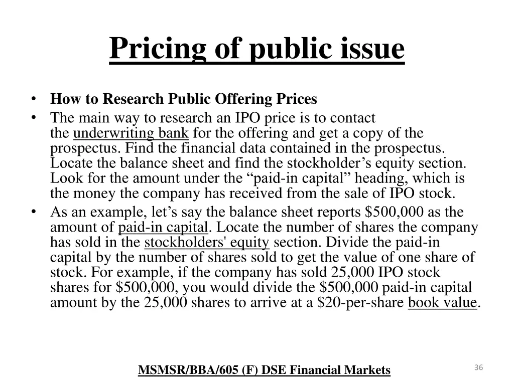 pricing of public issue 3