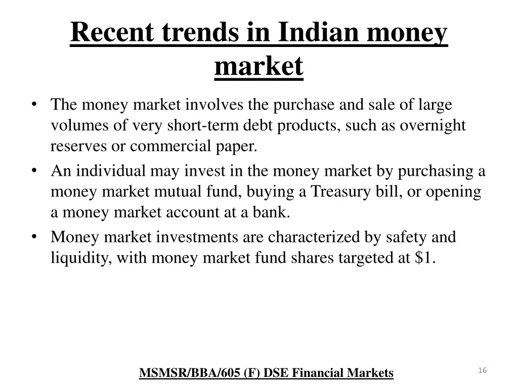 recent trends in indian money market