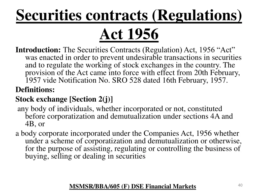 securities contracts regulations act 1956
