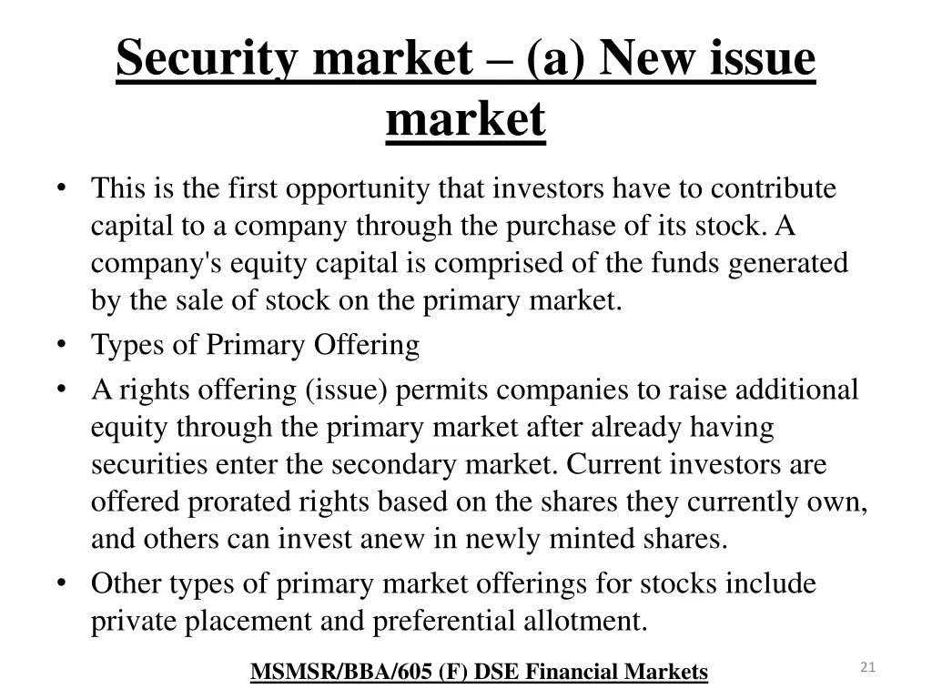 security market a new issue market 1