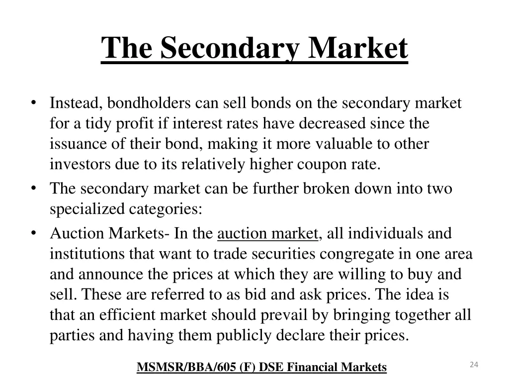 the secondary market 1