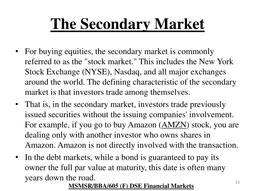 the secondary market