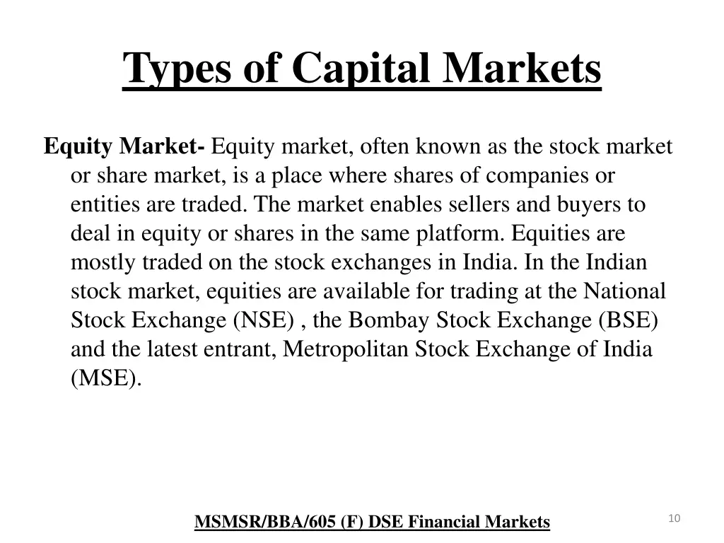 types of capital markets 1