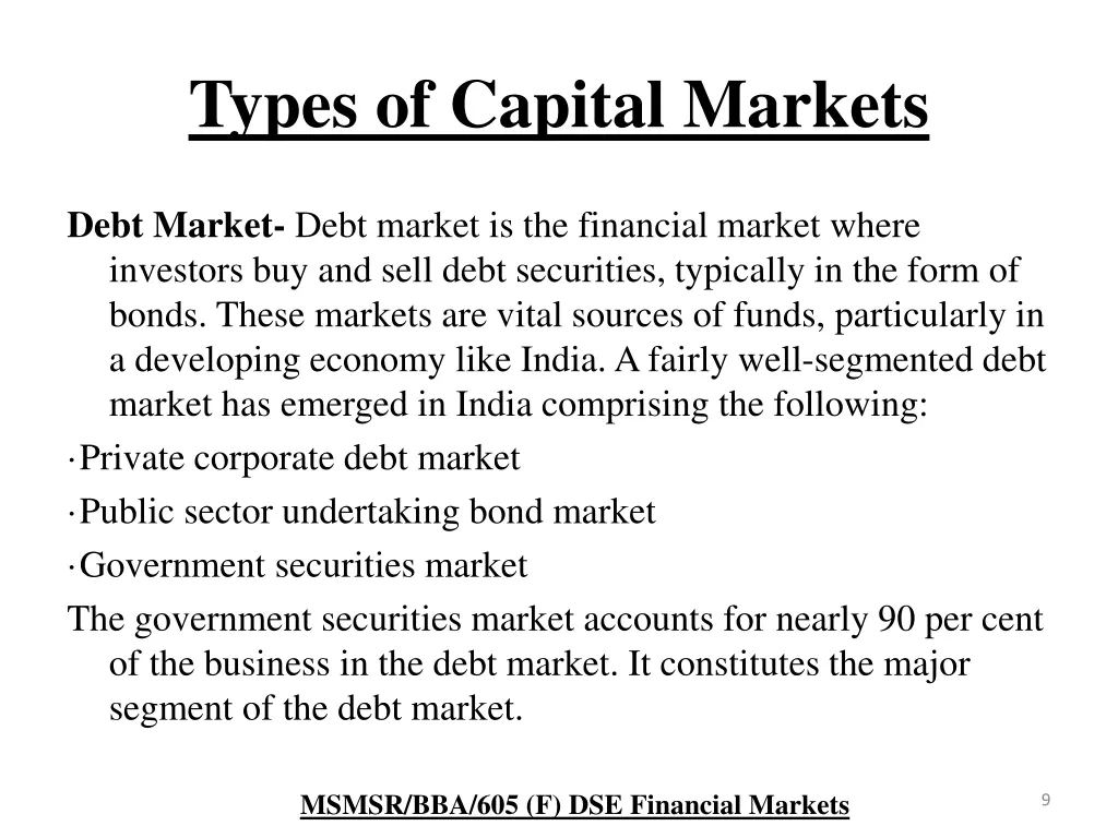 types of capital markets