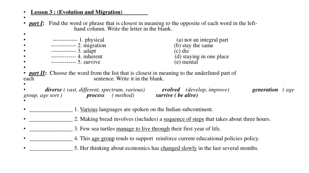 lesson 3 evolution and migration part i find