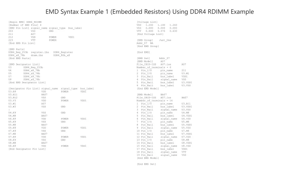 emd syntax example 1 embedded resistors using