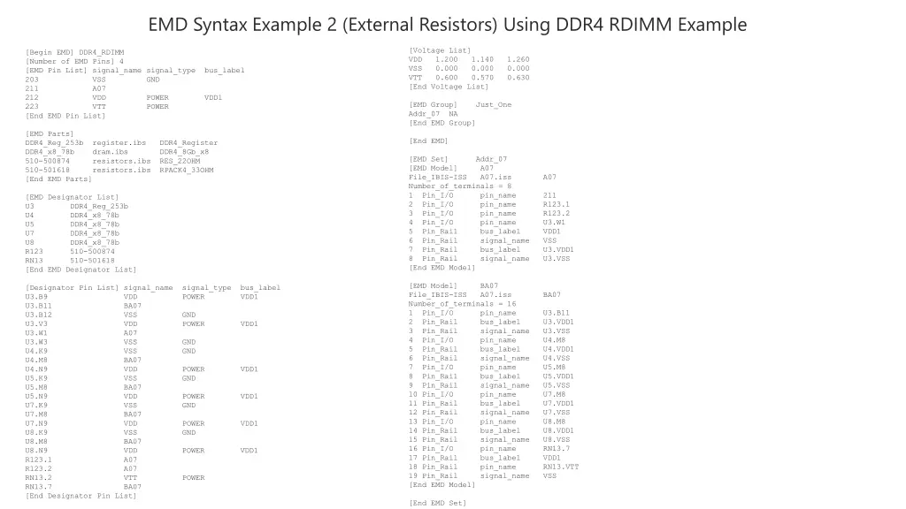 emd syntax example 2 external resistors using