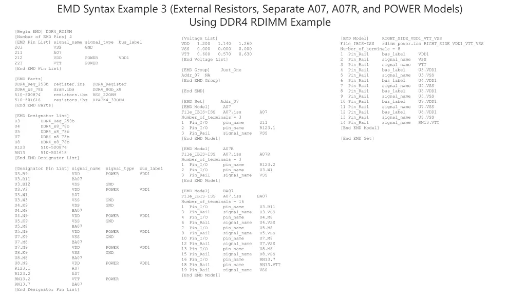 emd syntax example 3 external resistors separate