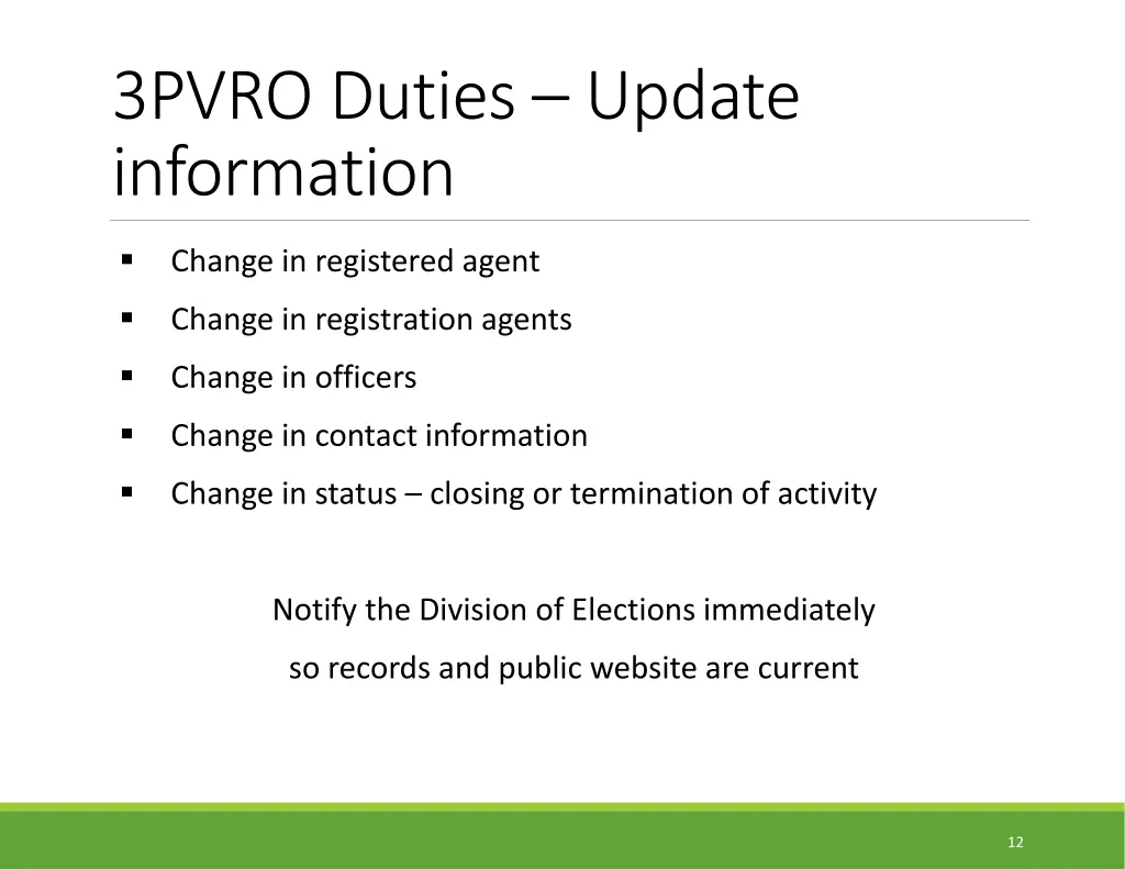 3pvro duties update information