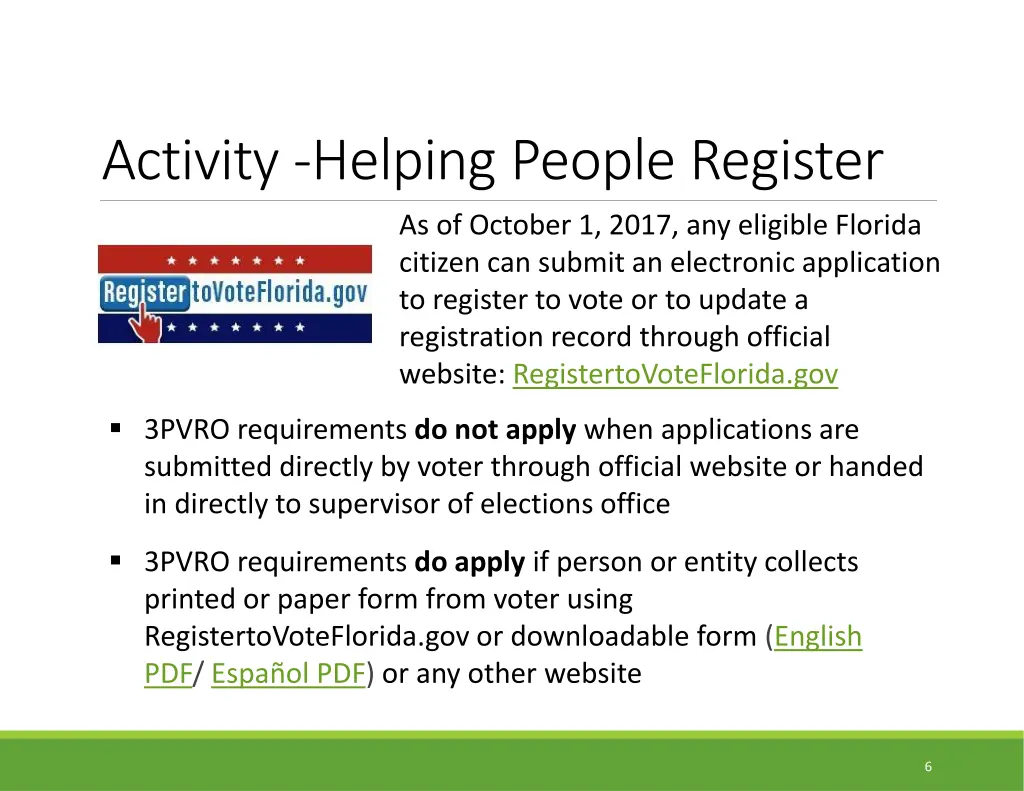 activity helping people register