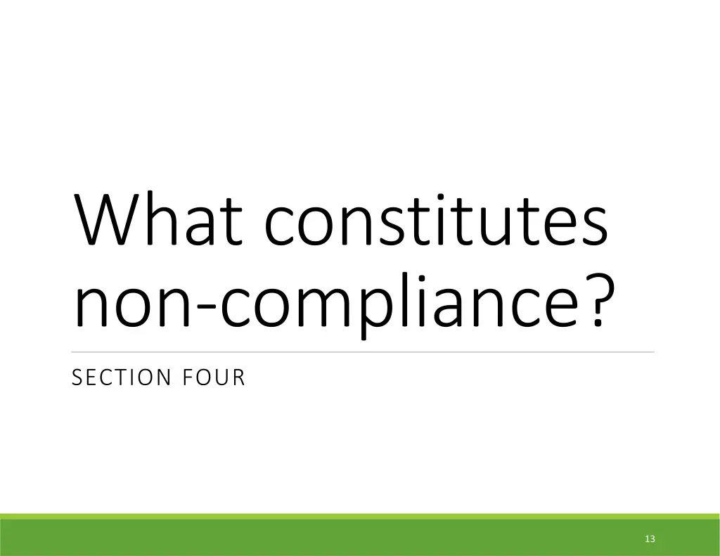 what constitutes non compliance