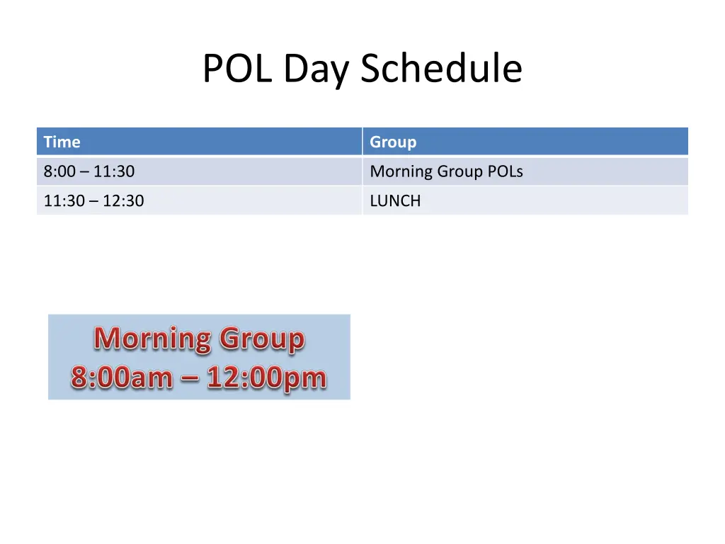 pol day schedule