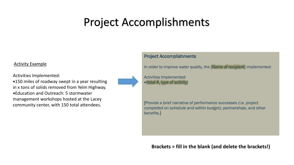 project accomplishments