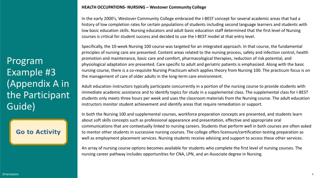 health occupations nursing westover community