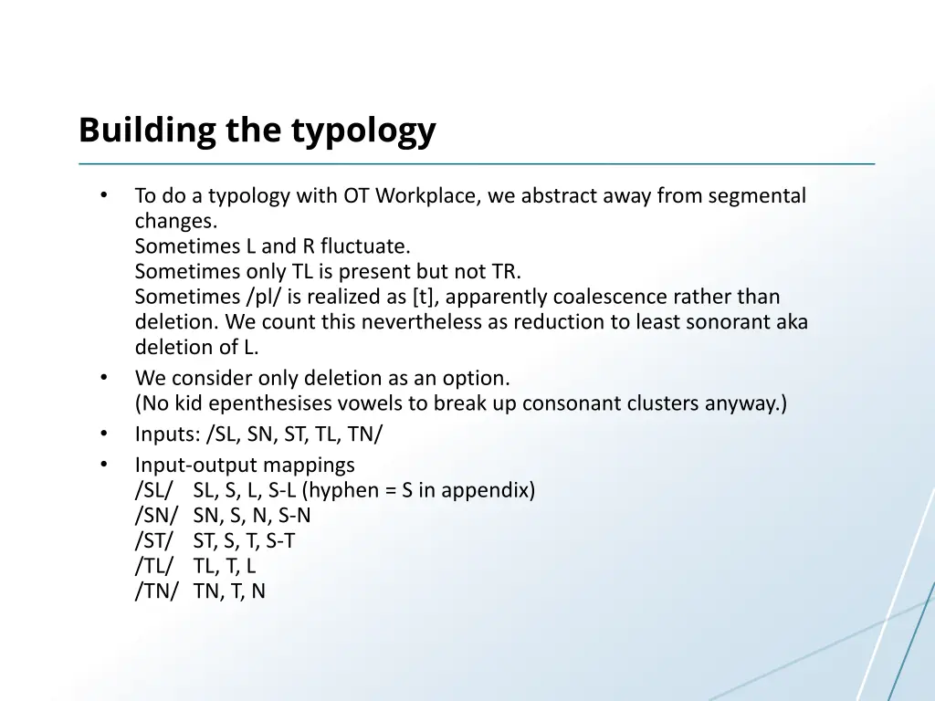 building the typology