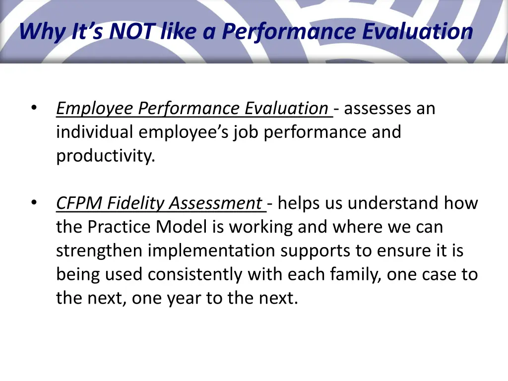 why it s not like a performance evaluation