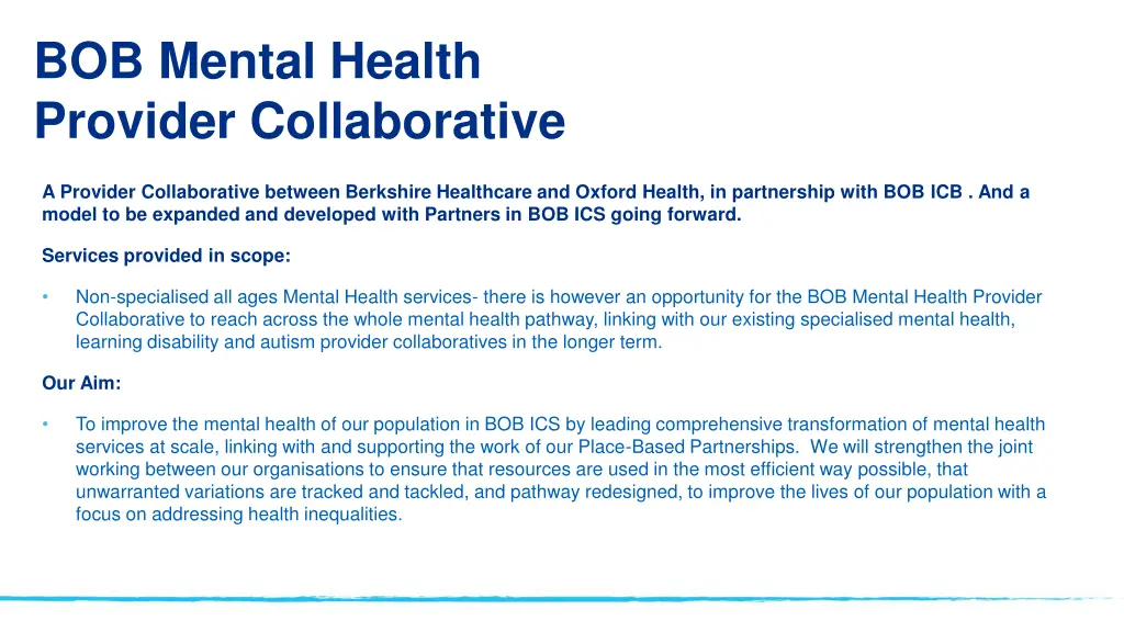 bob mental health provider collaborative