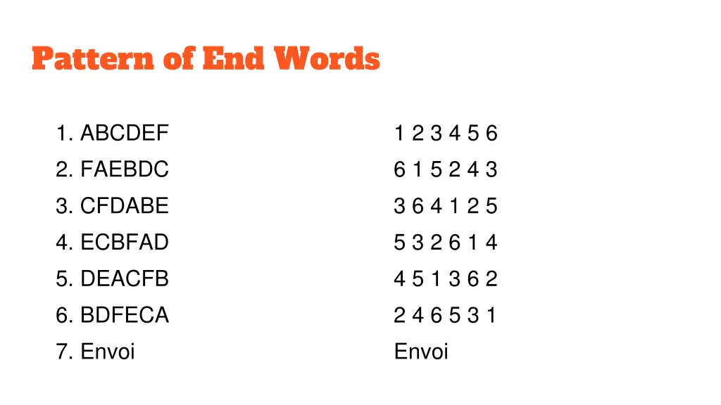 pattern of end words