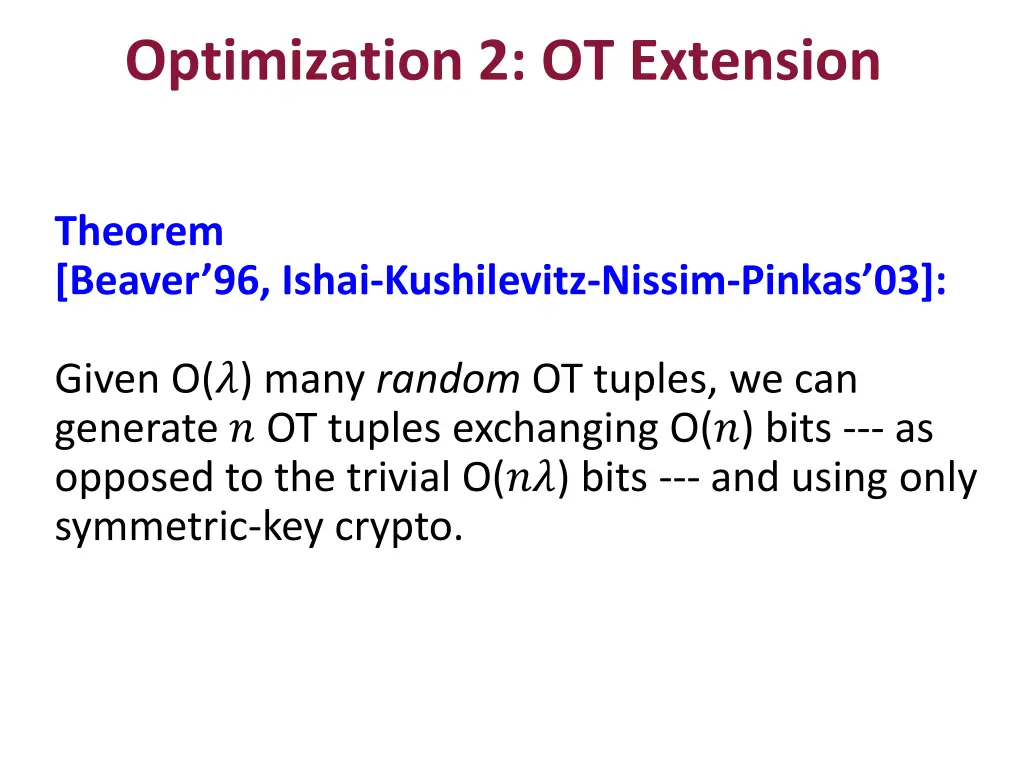 optimization 2 ot extension