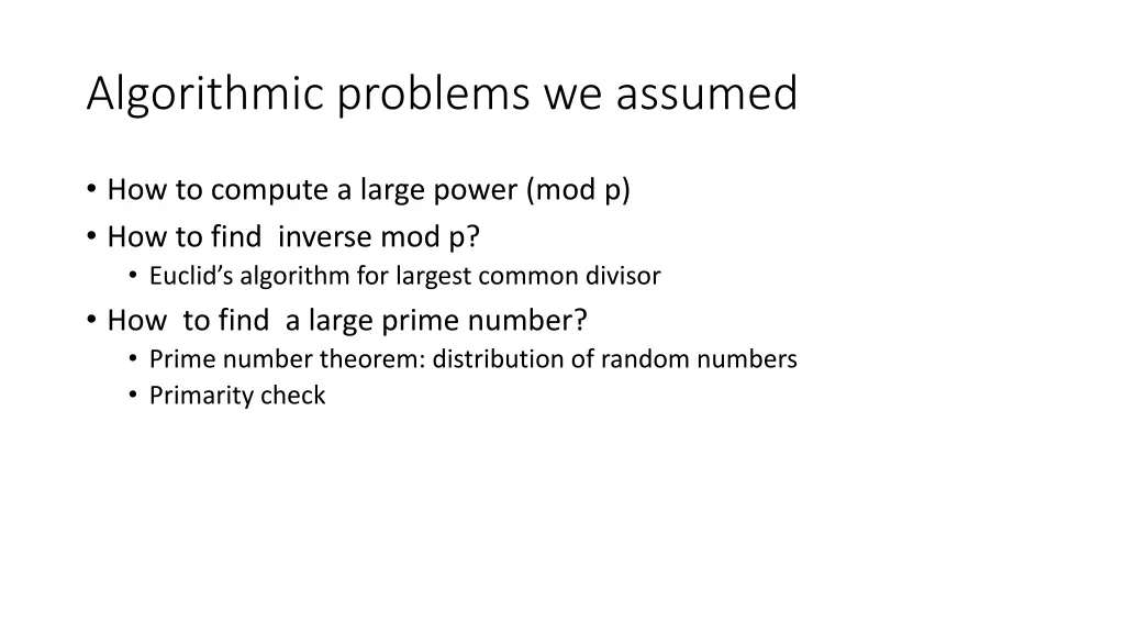 algorithmic problems we assumed