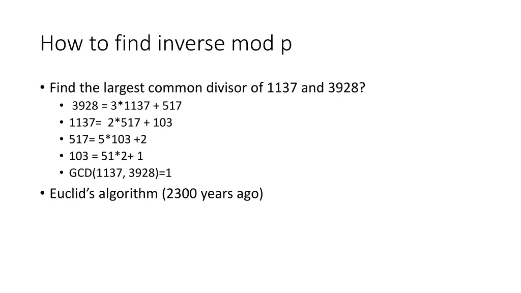 how to find inverse mod p