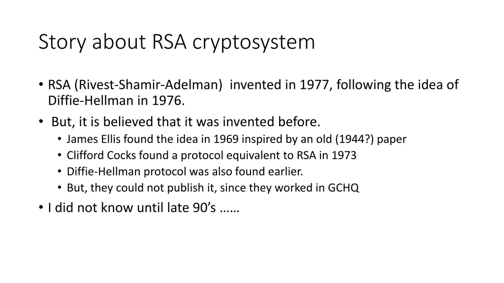 story about rsa cryptosystem