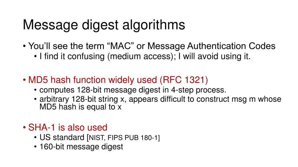 message digest algorithms