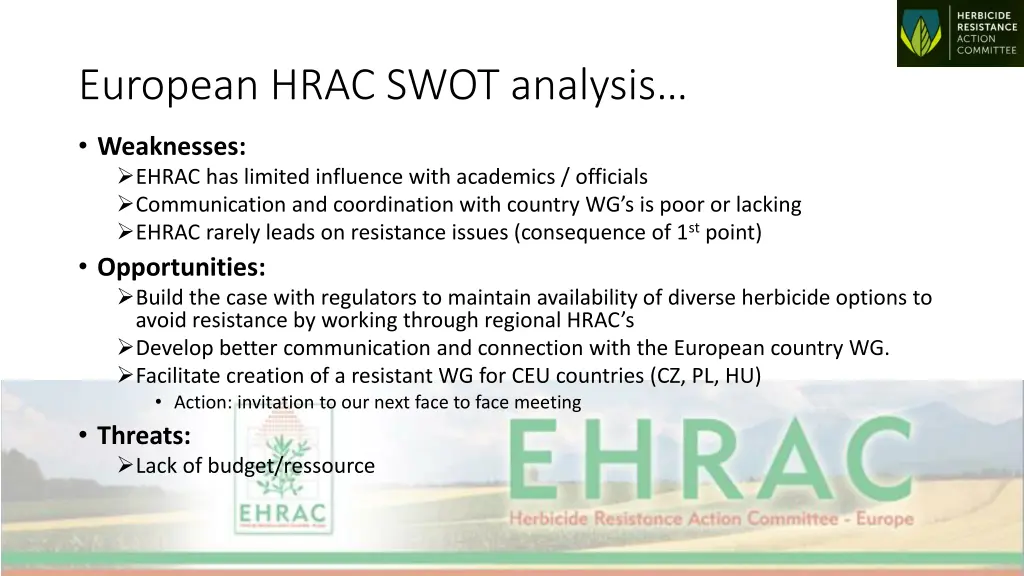 european hrac swot analysis 1