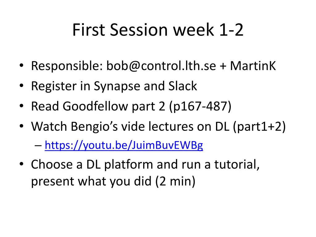 first session week 1 2