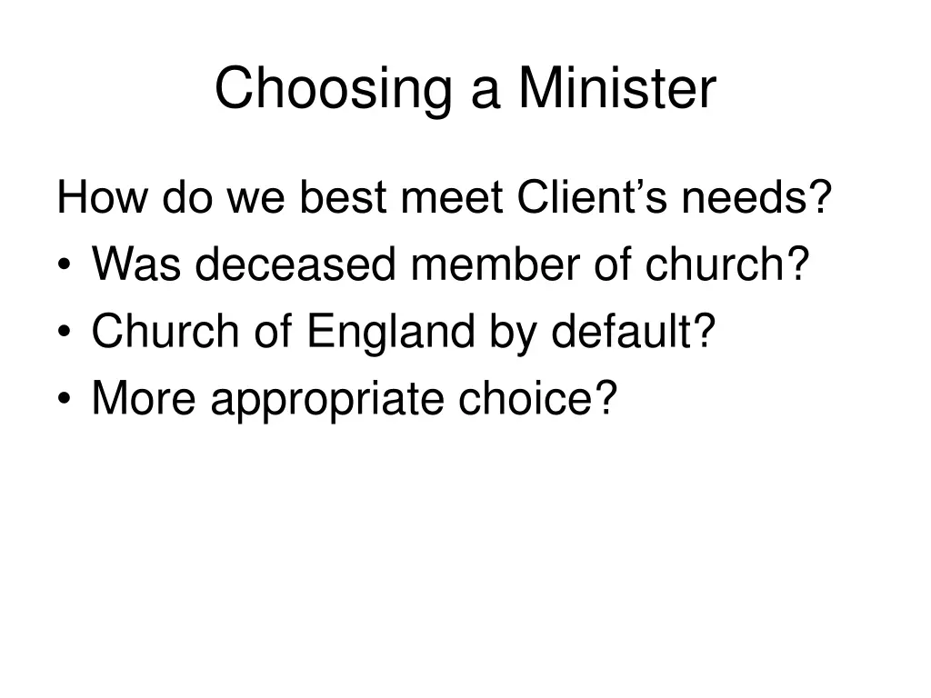 choosing a minister