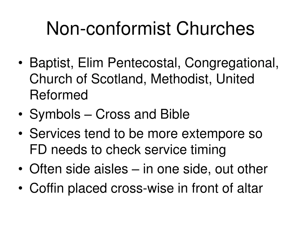 non conformist churches