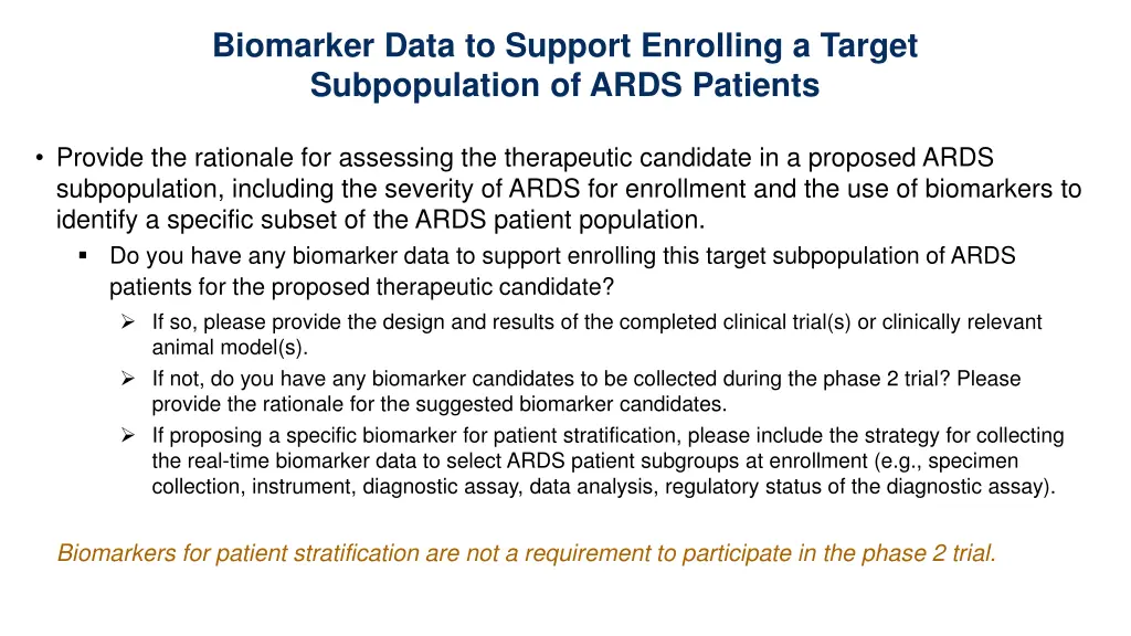 biomarker data to support enrolling a target