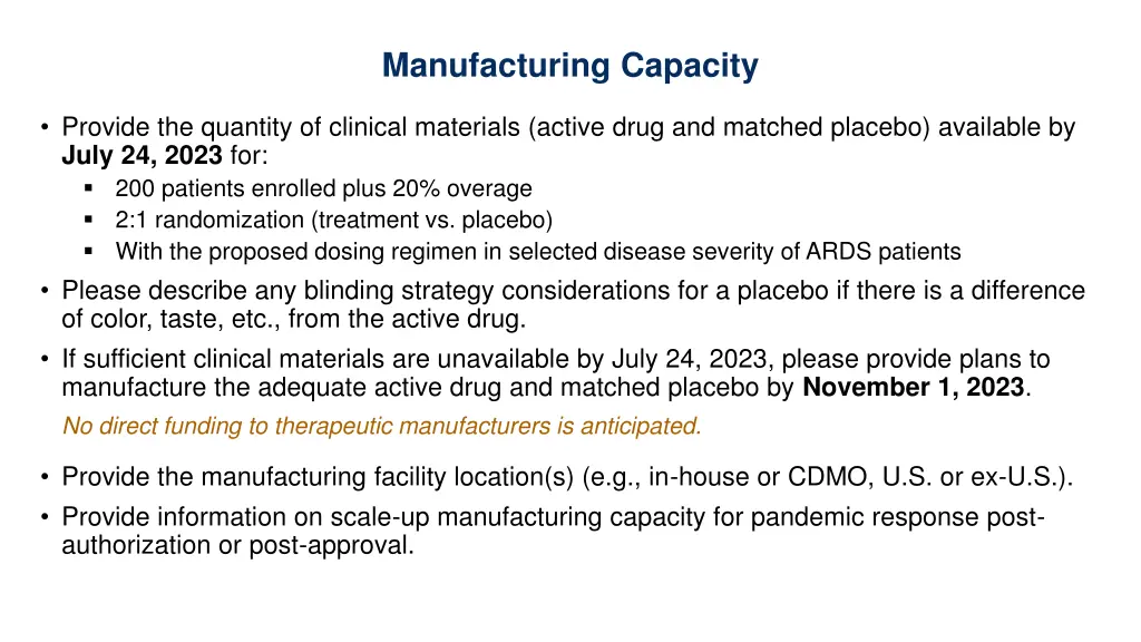 manufacturing capacity