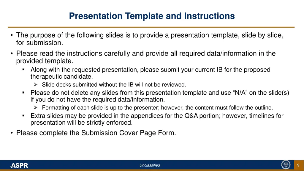 presentation template and instructions