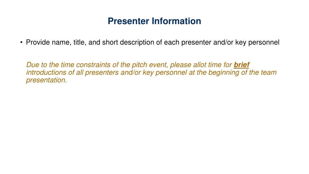 presenter information