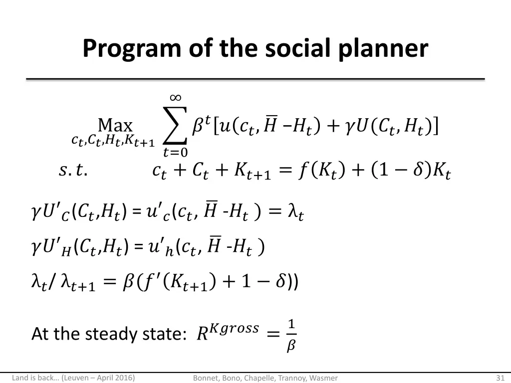 program of the social planner