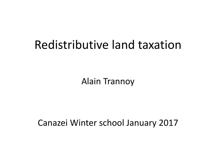 redistributive land taxation