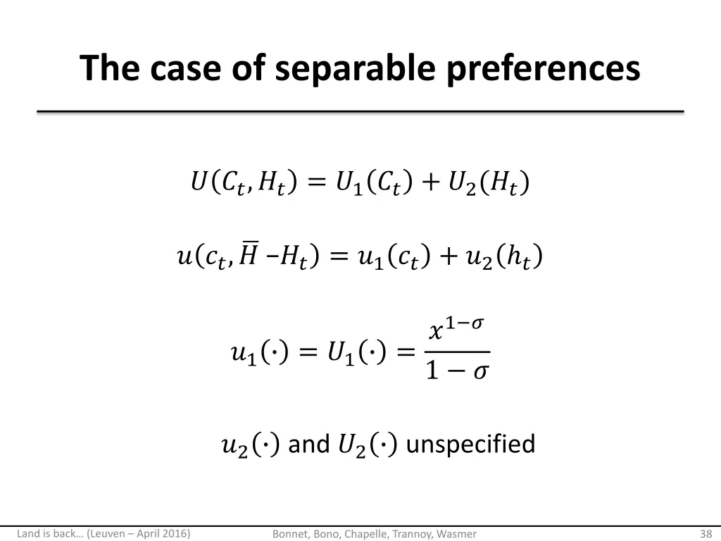 the case of separable preferences