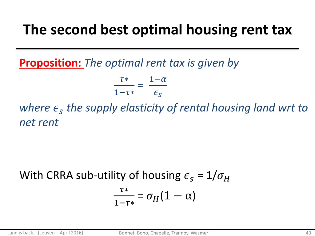 the second best optimal housing rent tax