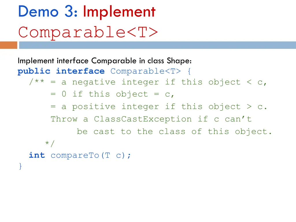 demo 3 implement comparable t