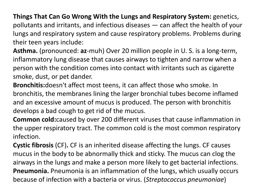 things that can go wrong with the lungs