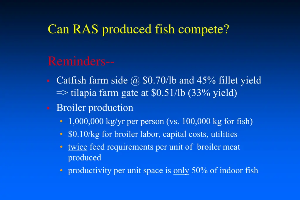 can ras produced fish compete