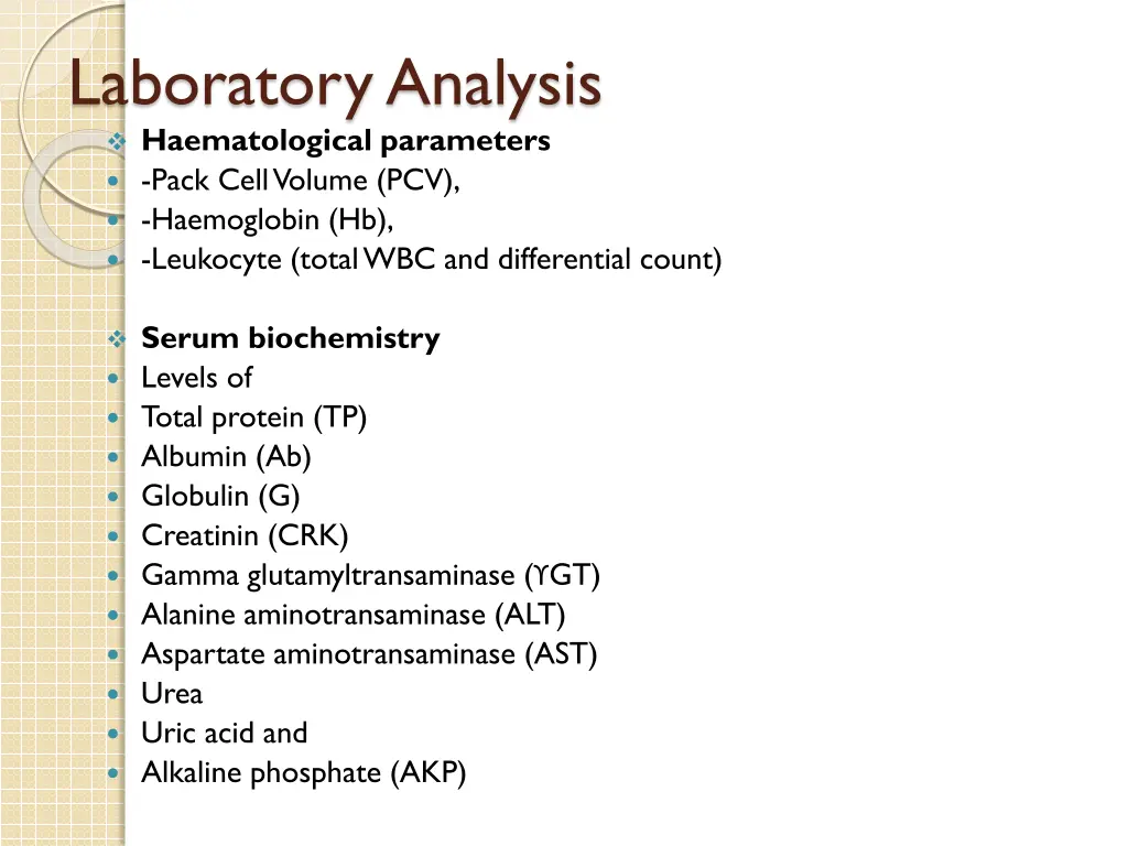 laboratory analysis haematological parameters