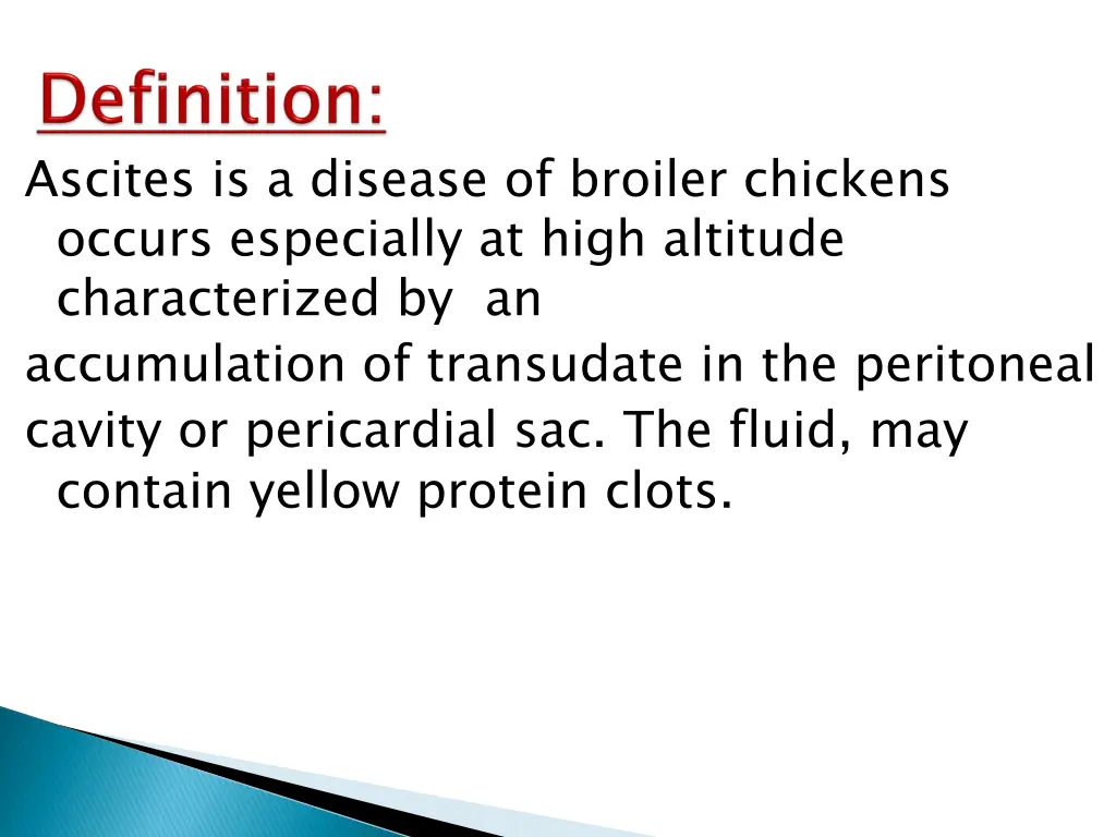 ascites is a disease of broiler chickens occurs