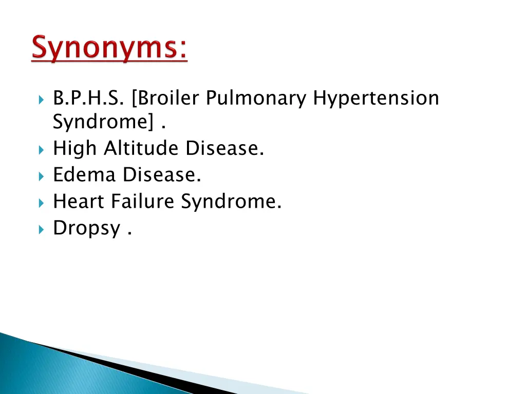 b p h s broiler pulmonary hypertension syndrome