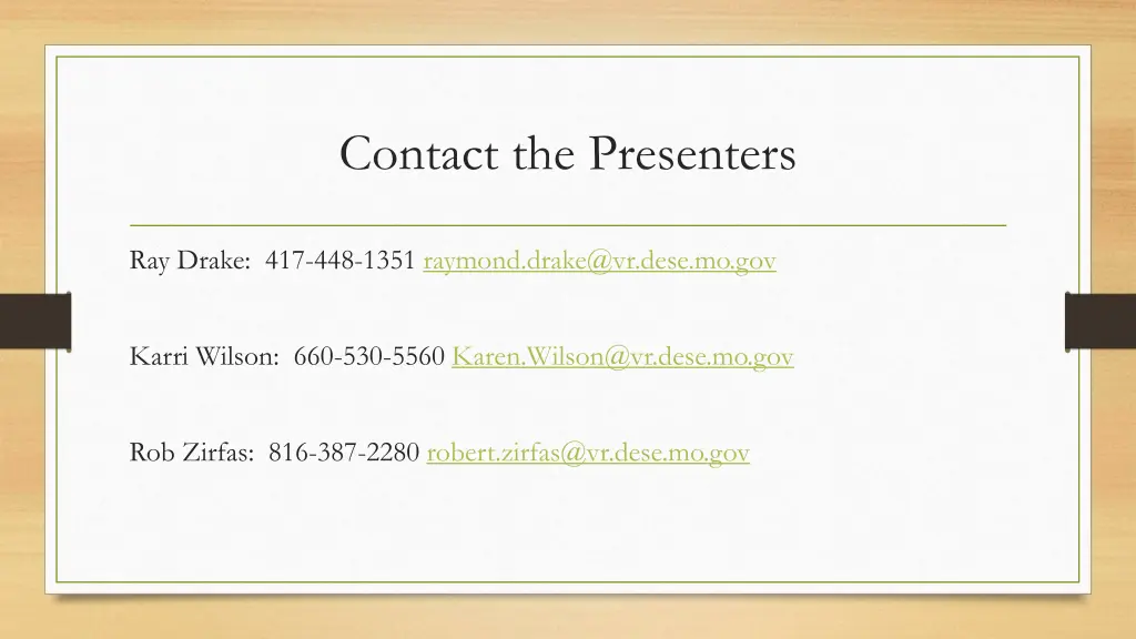 contact the presenters