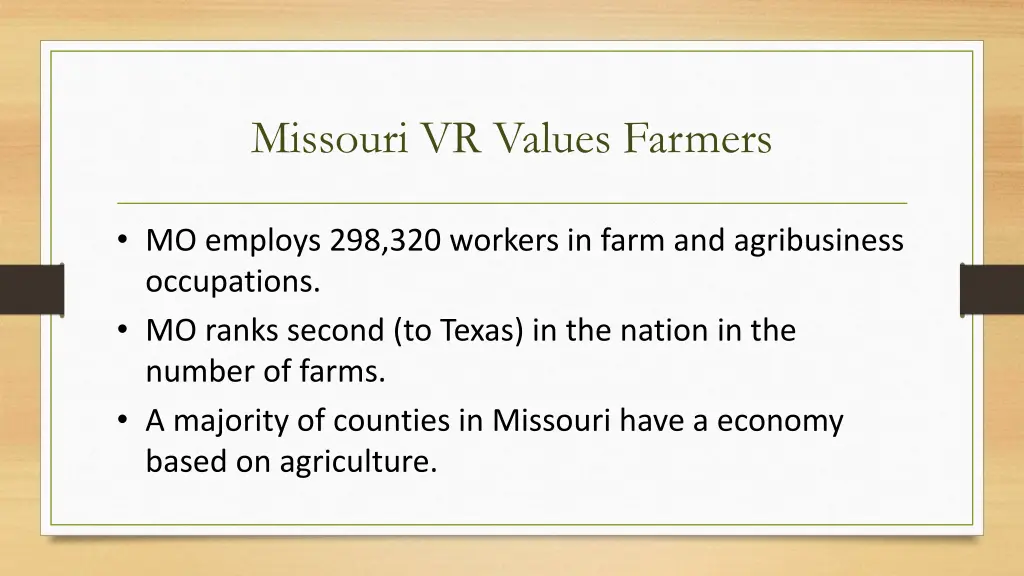 missouri vr values farmers