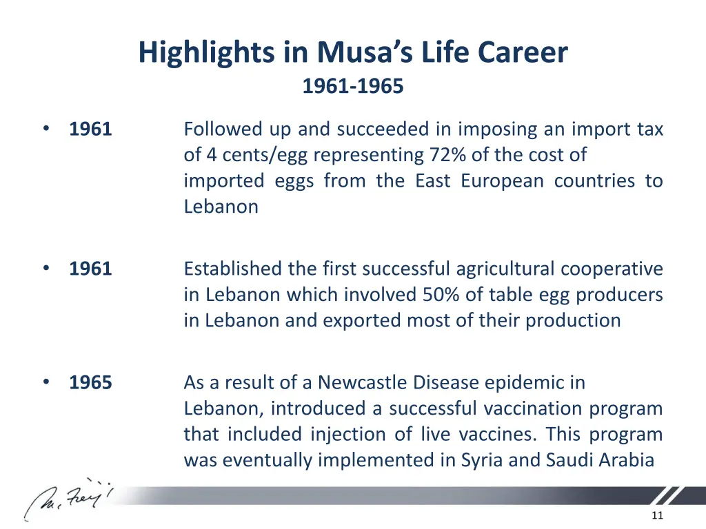 highlights in musa s life career 1961 1965